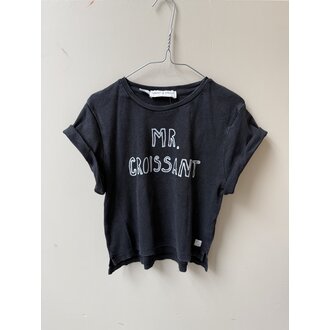 Preloved 14. Sproet&Sprout tshirt mr Croissant zwart // 3/4y