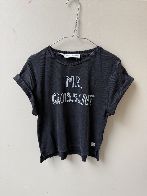 Preloved 14. Sproet&Sprout tshirt mr Croissant zwart // 3/4y