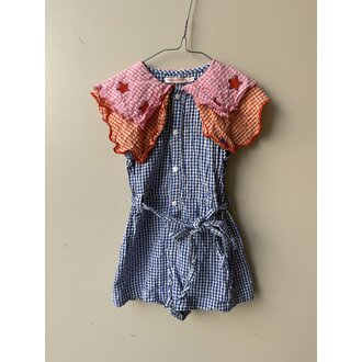 Preloved 6. Tinycottons jumpsuit blauw/rood // 4y
