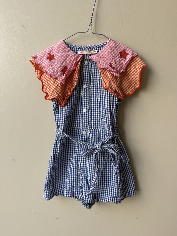 Preloved 6. Tinycottons jumpsuit blauw/rood // 4y