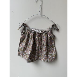 Preloved 12. The New Society topje met kleine bloemen groen/roze bruin // 4y
