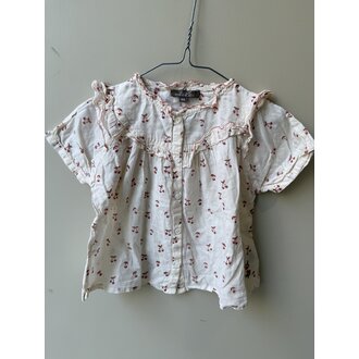 Preloved 6. Emile et Ida blouse creme  kersjes korte mouw // 4y
