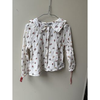 Preloved 6. Emile et Ida blouse creme lange mouw bloemetjes  // 4y