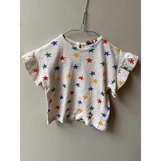 Preloved 1. Bobo Choses shirt // wit gekleurde sterren 6m
