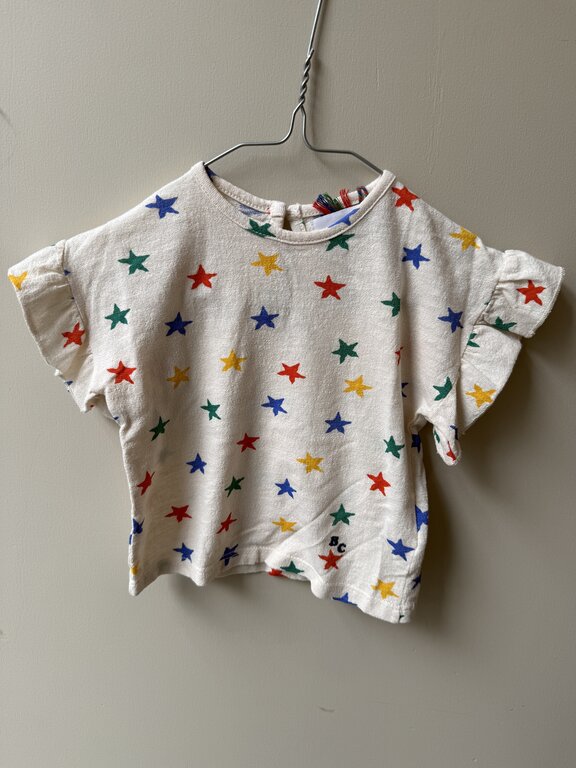 Preloved 1. Bobo Choses shirt // wit gekleurde sterren 6m