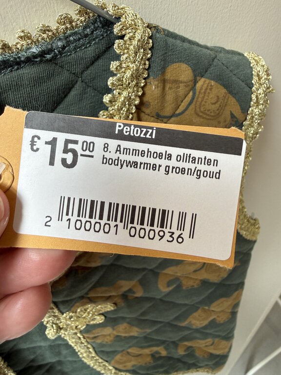 Preloved 8. Ammehoela olifanten bodywarmer groen/goud