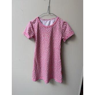 Preloved 5. Claesens nachtjapon roze/witte stip // 116-122
