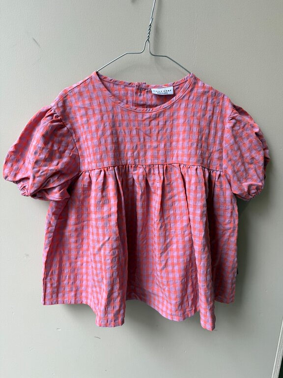 Preloved 7. Daily Brat blouse paars/roze geruit // 5-6y