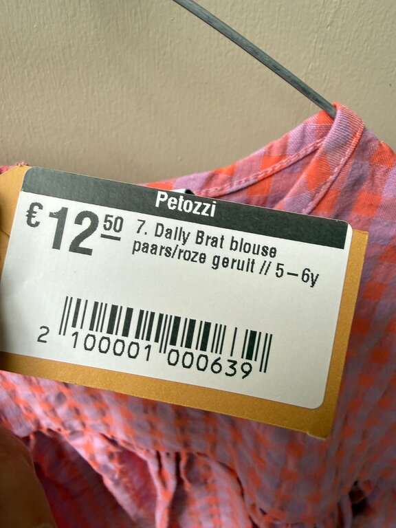 Preloved 7. Daily Brat blouse paars/roze geruit // 5-6y