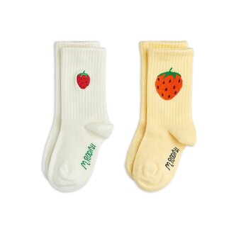 Mini Rodini strawberry emb 2-pack sock // multi