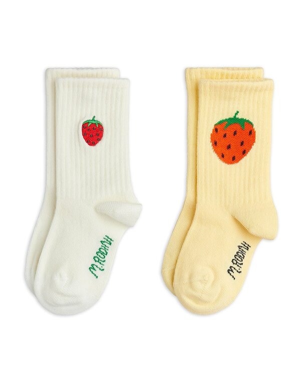 Mini Rodini strawberry emb 2-pack sock // multi