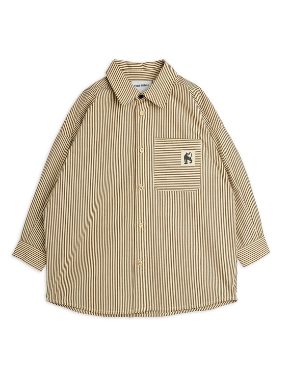 Mini Rodini poplin yd ls shirt // brown