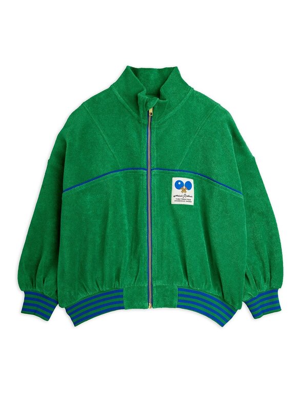 Mini Rodini table tennis patch terry cardigan // green
