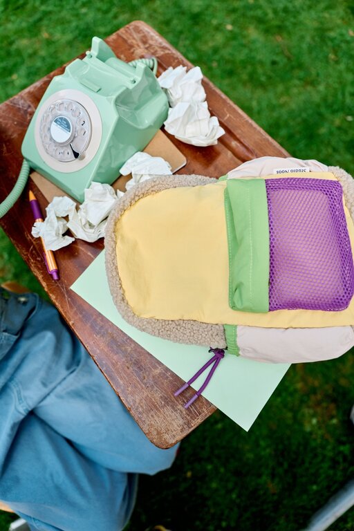 Studio Noos patchwork midi backpack // butter yellow