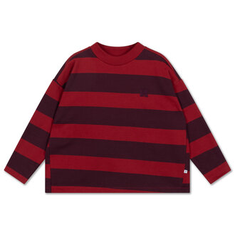 Repose Ams boxy sweater // rusty mulberry block stripe