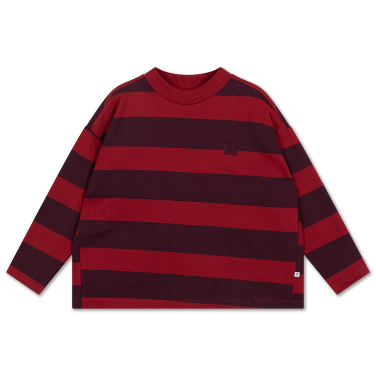 Repose Ams boxy sweater // rusty mulberry block stripe