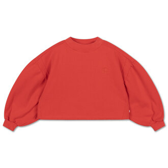 Repose Ams crop heart sweater // firecracker red