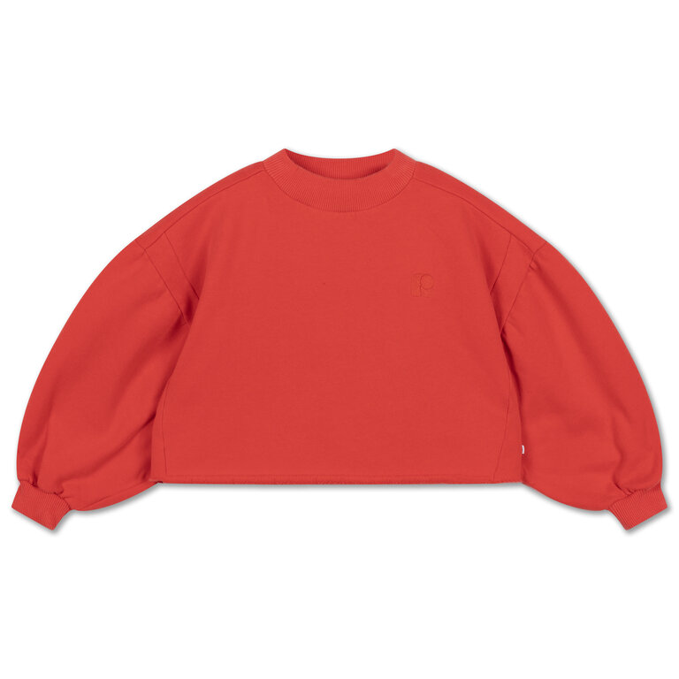 Repose Ams crop heart sweater // firecracker red