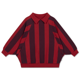 Repose Ams raglan polo sweater // rusty mulberry block stripe