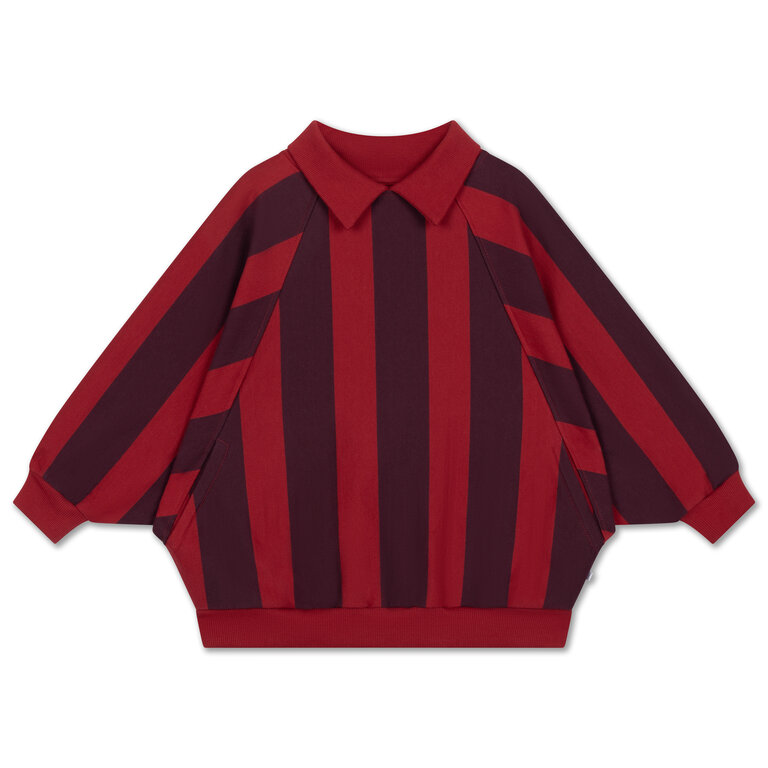 Repose Ams raglan polo sweater // rusty mulberry block stripe