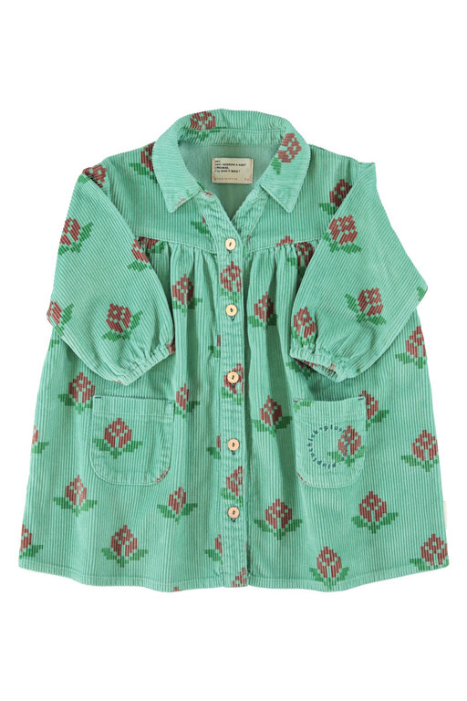 Piupiuchick short dress // green with big flowers