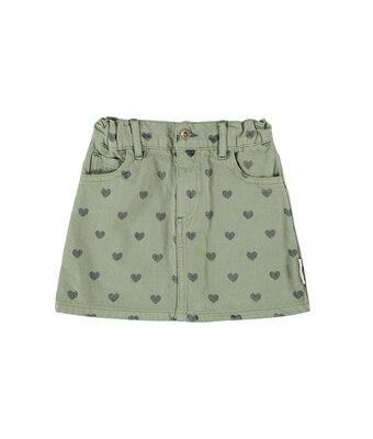 short skirt // olive green with black hearts