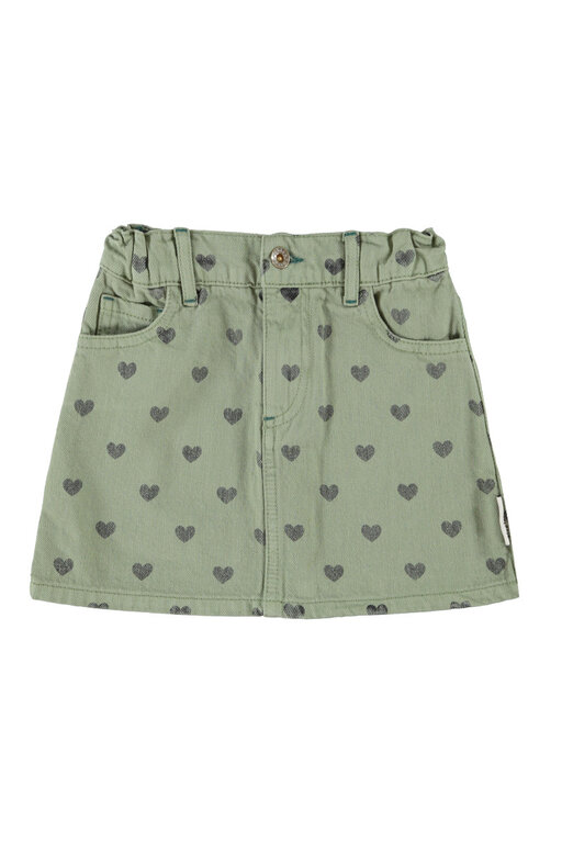 Piupiuchick short skirt // olive green with black hearts