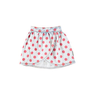 Piupiuchick short skirt // light blue denim with red dots