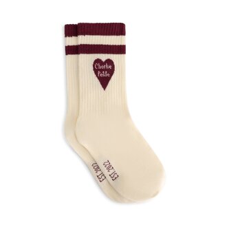 Charlie Petite soy socks // ecru with bordeaux