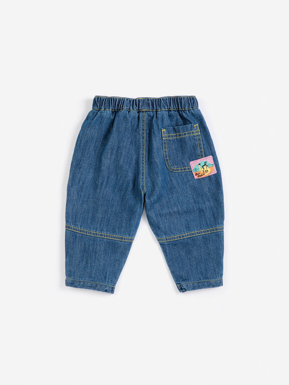 Bobo Choses taxi saurus tag denim pants // baby