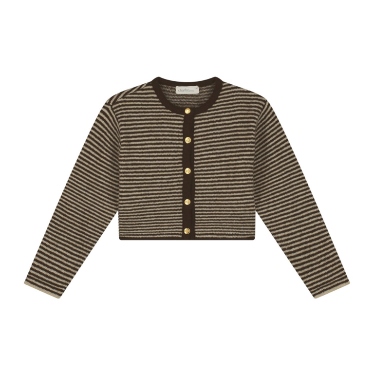 Charlie Petite jade cardigan // stripes brown/ecru