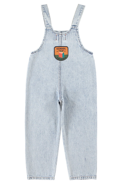 Piupiuchick dungarees // faded light blue denim with school trip print