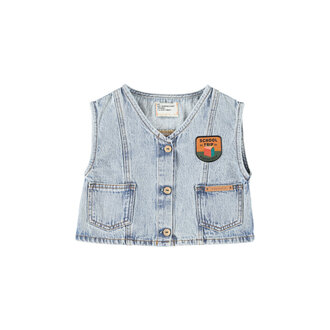Piupiuchick waistcoat // faded light blue denim with captain print