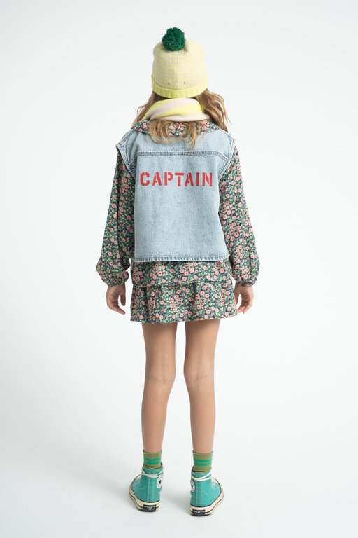 Piupiuchick waistcoat // faded light blue denim with captain print
