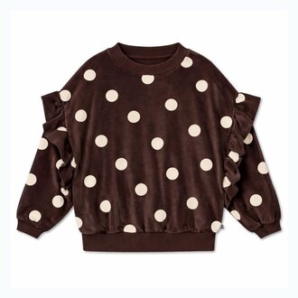 Repose Ams ruffle sweater // chocolate polka dot