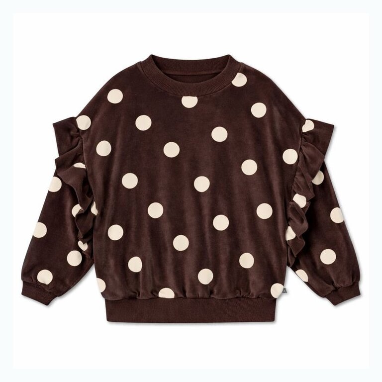Repose Ams ruffle sweater // chocolate polka dot