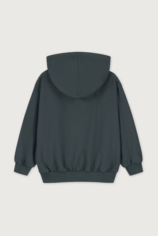 Gray Label logo hooded cardigan w zip // blue gray / bright cookie