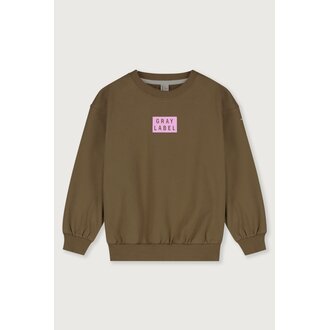 Gray Label logo dropped shoulder sweater // woody / bubblegum
