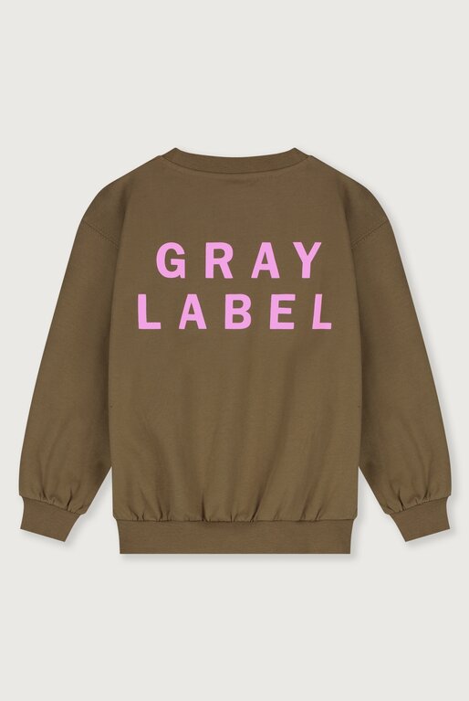 Gray Label logo dropped shoulder sweater // woody / bubblegum