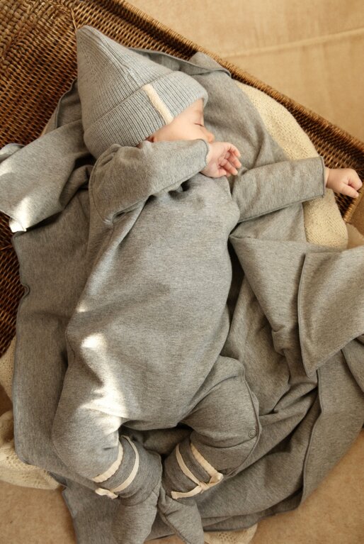 Gray Label baby suit with snaps // gray melange