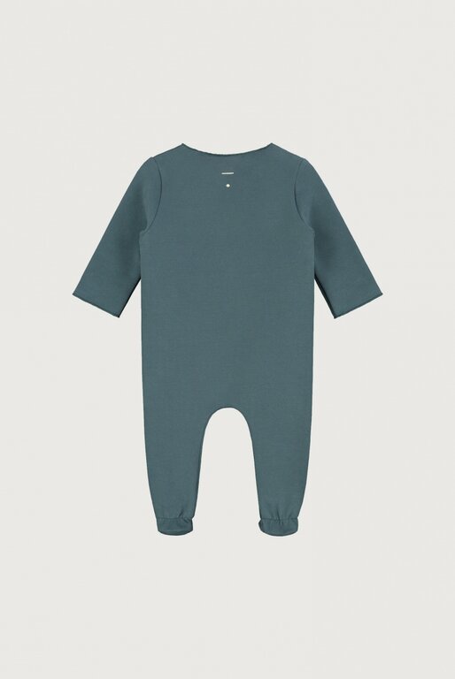 Gray Label newborn suit with snaps // blue gray