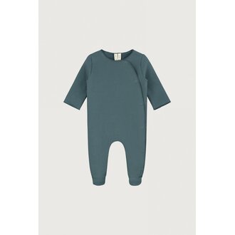 Gray Label newborn suit with snaps // blue gray