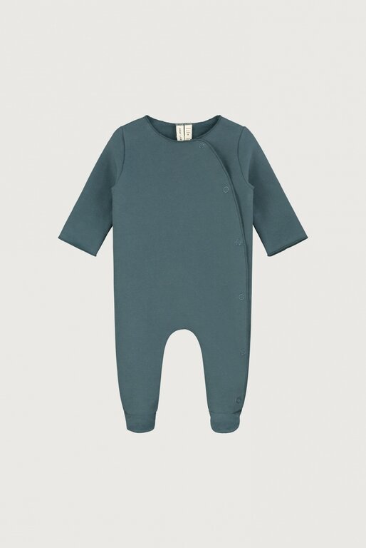 Gray Label newborn suit with snaps // blue gray