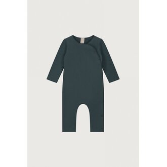 Gray Label baby suit with snaps // blue gray