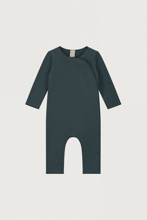Gray Label baby suit with snaps // blue gray