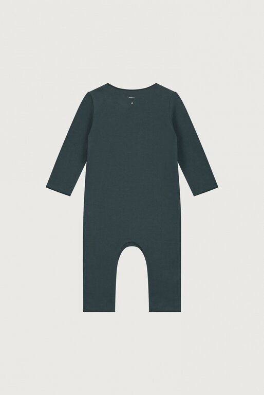 Gray Label baby suit with snaps // blue gray