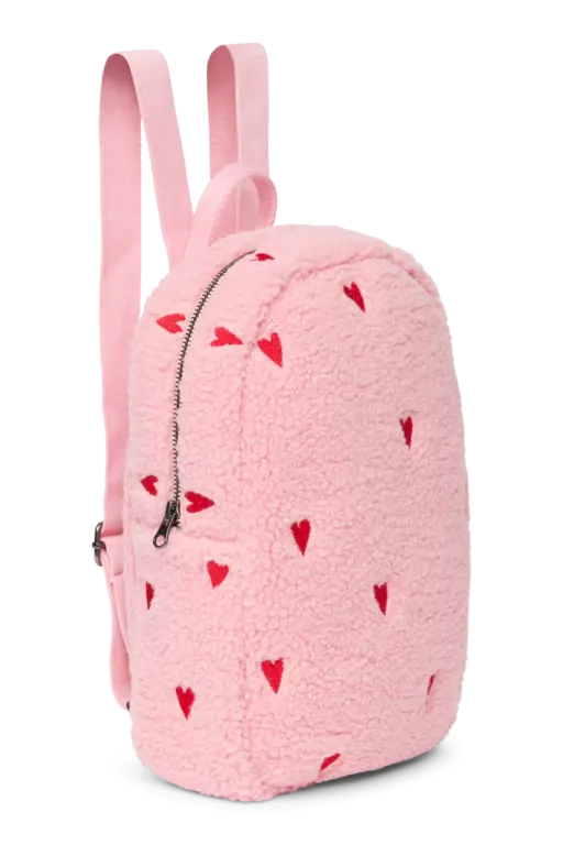 Studio Noos teddy mini backpack // hearts light pink