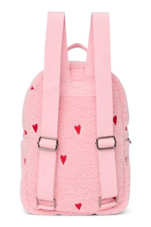 Studio Noos teddy mini backpack // hearts light pink