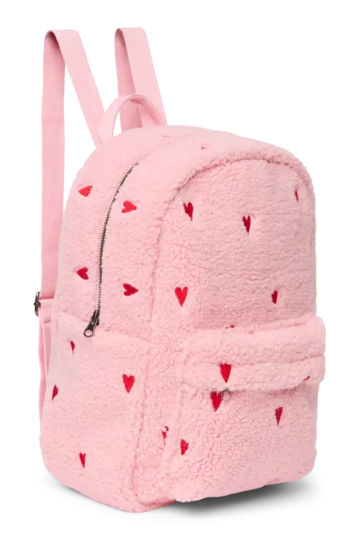 Studio Noos teddy midi backpack // hearts light pink