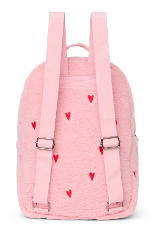 Studio Noos teddy midi backpack // hearts light pink
